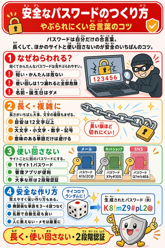 安全なパスワードのつくり方の学習ポスター
